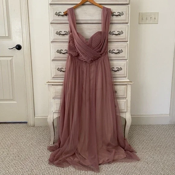 Birdy Grey Christina Tulle Sandy Mauve Convertible Dress Size Large - Picture 4 of 8